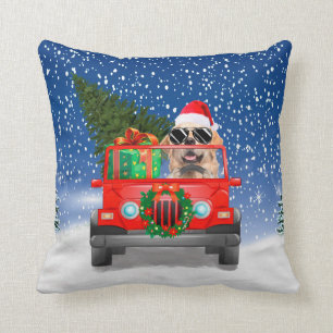 Golden Retriever Hund mit Weihnachtsgeschenken Kissen