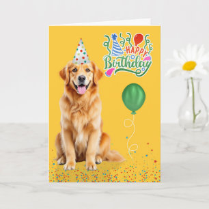 Golden Retriever Hund Partyhut Gelb Geburtstag Karte