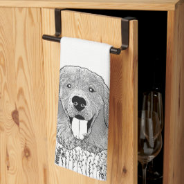 Golden Retriever Hund Personalisiert Zeichnend Han Geschirrtuch
