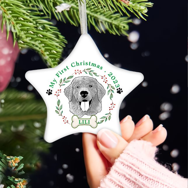 Golden Retriever Hund Personalisiert Zeichnend Han Keramik Ornament (Von Creator hochgeladen)