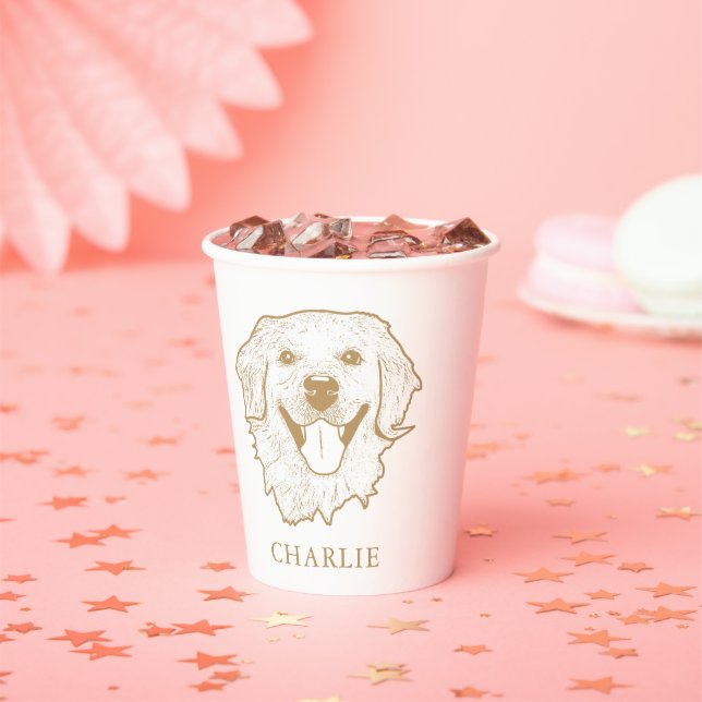 Golden Retriever Hund Personalisiert Zeichnend Han Pappbecher (Insitu)