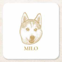 Golden Retriever Hund personalisiert Zeichnend Han Rechteckiger Pappuntersetzer