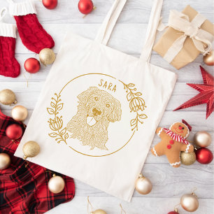 Golden Retriever Hund Personalisiert Zeichnend Han Tragetasche