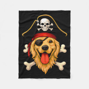 Golden Retriever Hund Pirat Jolly Roger Flagge Fleecedecke