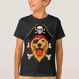 Golden Retriever Hund Pirat Jolly Roger Flagge T-Shirt