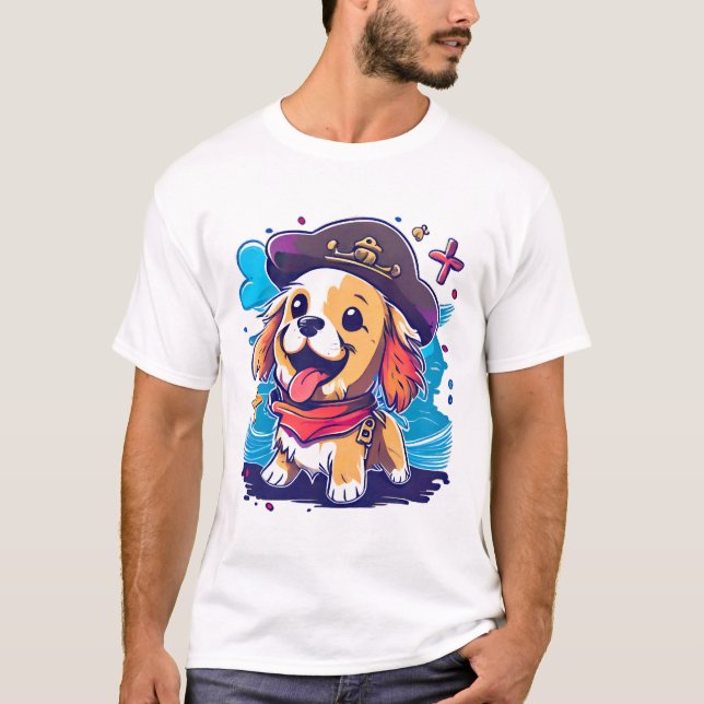 Golden Retriever Hund Pirate T-Shirt (Vorderseite)