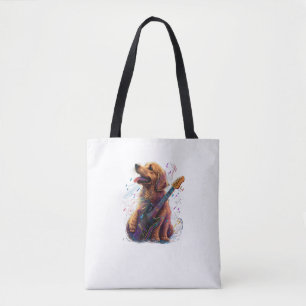 Golden Retriever Hund Playing Electric Guitar Rock Tasche