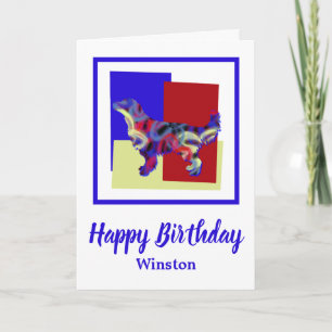 Golden Retriever Hund Red Blue Yellow Birthday Car Karte