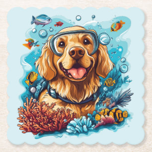 Golden Retriever Hund Schnorcheln Korallenriff Untersetzer