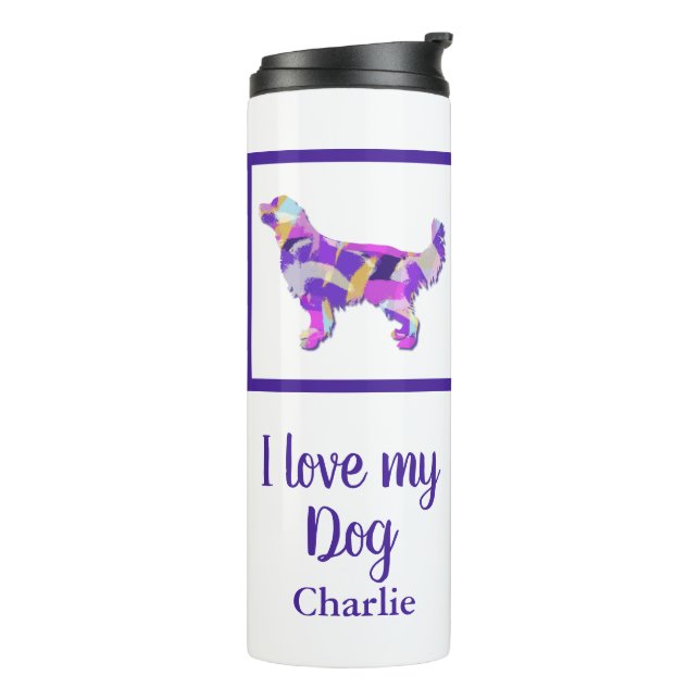 Golden Retriever Hund Silhouette PurplePY&B Thermosbecher (Nach links gedreht)