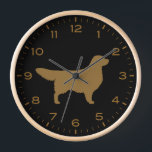 Golden Retriever Hund Silhouette Uhr<br><div class="desc">Eine lustige Wanduhr für die Zuhause oder das Büro. Ein originelles Geschenk für Golden Retriever Liebhaber. Karo in Jenn’s Doodle World für noch mehr dekorative Uhren und Hunde züchten thematische Wohngestaltung.</div>