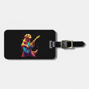 Golden Retriever Hund spielt E-Gitarre Rock  Gepäckanhänger