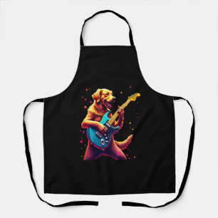 Golden Retriever Hund spielt E-Gitarre Rock  Schürze