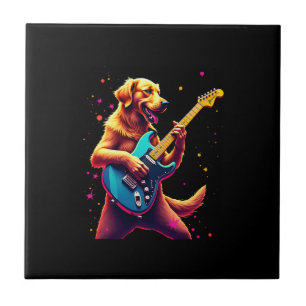 Golden Retriever Hund spielt elektrische Gitarre R Fliese