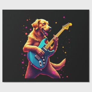 Golden Retriever Hund spielt elektrische Gitarre R Geschenkpapier