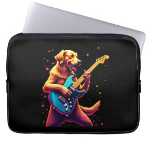 Golden Retriever Hund spielt elektrische Gitarre R Laptopschutzhülle