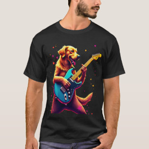 Golden Retriever Hund spielt elektrische Gitarre R T-Shirt