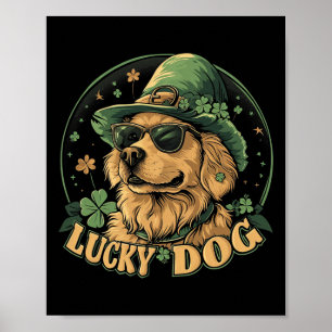 Golden Retriever Hund - St. Patrick's Day Saint Pa Poster