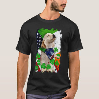 Golden Retriever Hund stolz und amerikanische Flag T-Shirt