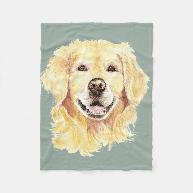 Golden Retriever Hund Tier Aquarell Fleece (Vorderseite)