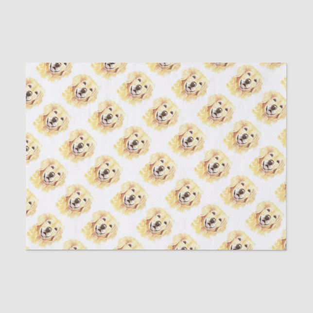 Golden Retriever Hund Tier Aquarell Seidenpapier (Vorderseite)