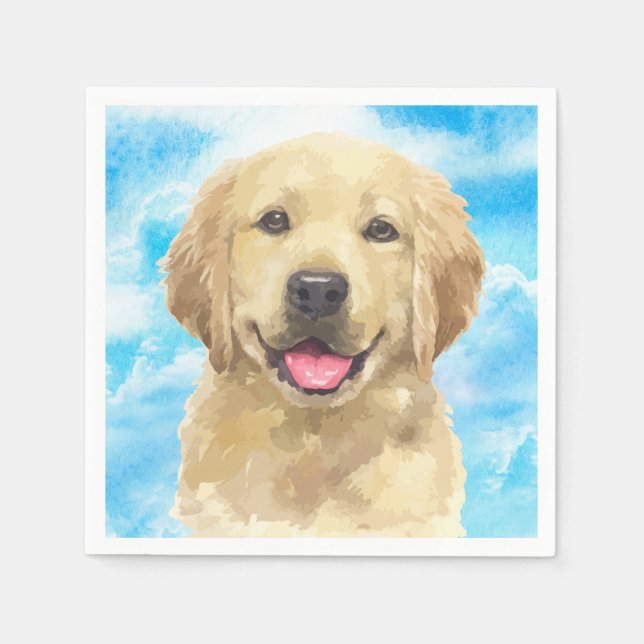 Golden Retriever Hund Tier Aquarell Serviette (Vorderseite)