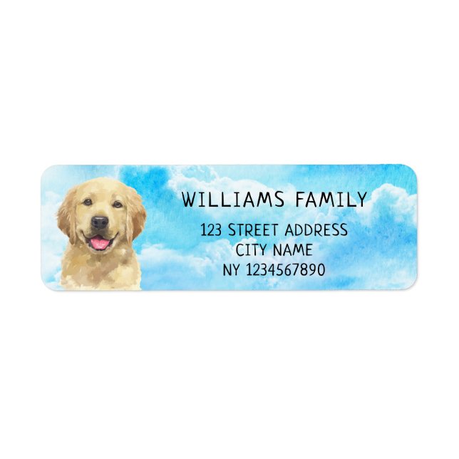 Golden Retriever Hund Tier Aquarelladresse (Vorne)