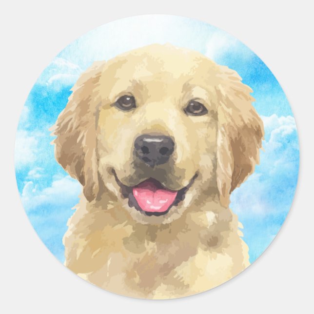 Golden Retriever Hund Tier Aquarellkleber Runder Aufkleber (Vorderseite)