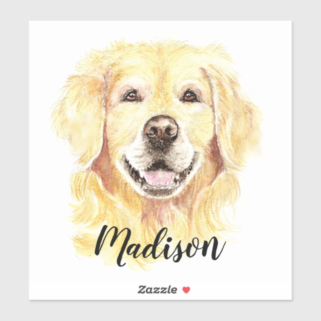 Golden Retriever Hund Tierischer Individuelle Name Aufkleber (Blatt)