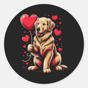 Golden Retriever Hund Valentinstag Hundebesitzer V Runder Aufkleber