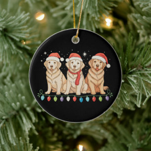 Golden Retriever Hund Weihnachten Santa Xmas Licht Keramik Ornament
