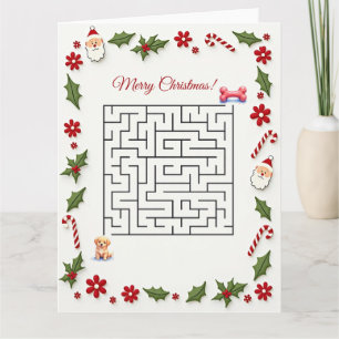 Golden Retriever Hund Weihnachts-Labyrinth-Puzzle Karte