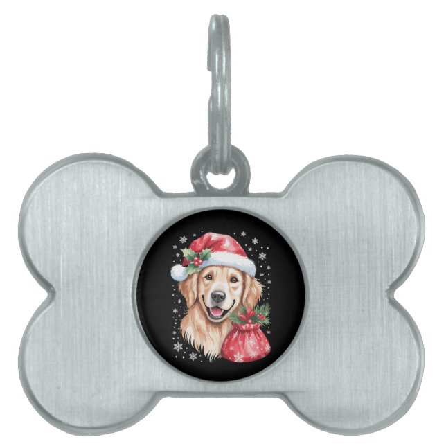 Golden Retriever Hund Weihnachts-Weihnachtsfeier Tiermarke (Vorderseite)