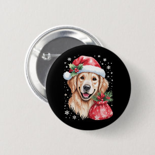 Golden Retriever Hund Weihnachtslicht Feiertagsfei Button