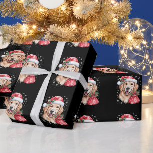 Golden Retriever Hund Weihnachtslicht Feiertagsfei Geschenkpapier