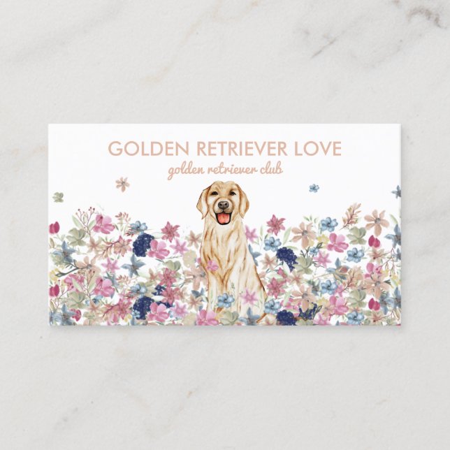 Golden Retriever Hund Zeichnend Visitenkarte (Vorderseite)