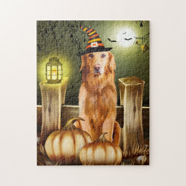 Golden Retriever Hund zu Halloween (Vertikal)