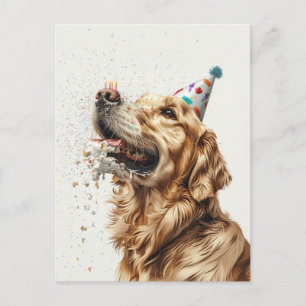 Golden Retriever Hund zum Geburtstag Postkarte