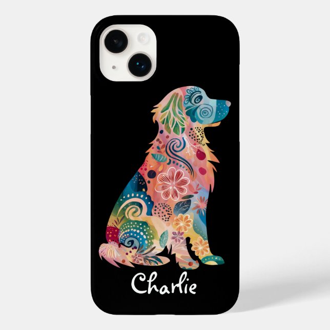 Golden Retriever Hunde Abstrakte Blume Case-Mate iPhone 14 Plus Hülle (Rückseite)