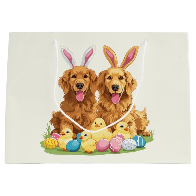 Golden Retriever Hunde Bunny Ears Große Geschenktüte (Vorderseite)
