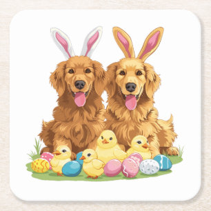 Golden Retriever Hunde Bunny Ears Rechteckiger Pappuntersetzer