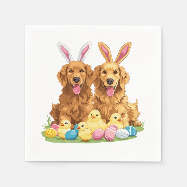 Golden Retriever Hunde Bunny Ears Serviette (Vorderseite)