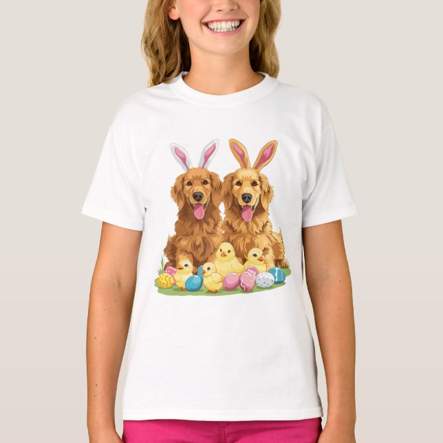 Golden Retriever Hunde Bunny Ears T-Shirt (Vorderseite)