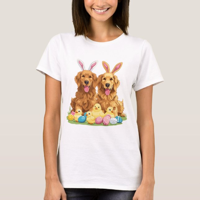 Golden Retriever Hunde Bunny Ears T-Shirt (Vorderseite)