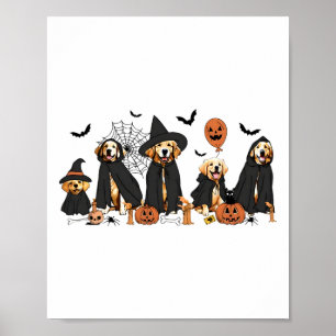 Golden Retriever Hunde Lovers Ghost Hexe Halloween Poster