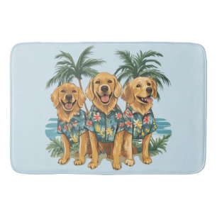 Golden Retriever Hunde mit hawaiianischem Shirt Badematte
