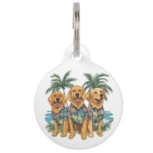 Golden Retriever Hunde mit hawaiianischem Shirt Haustiermarke