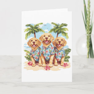 Golden Retriever Hunde mit hawaiianischen Shirts Karte