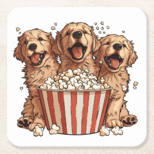 Golden Retriever Hunde Movie Popcorn Eimer Rechteckiger Pappuntersetzer