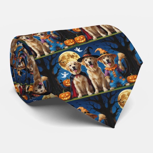 Golden Retriever Hunde Pumpkin Halloween Funny Krawatte (Gerollt)